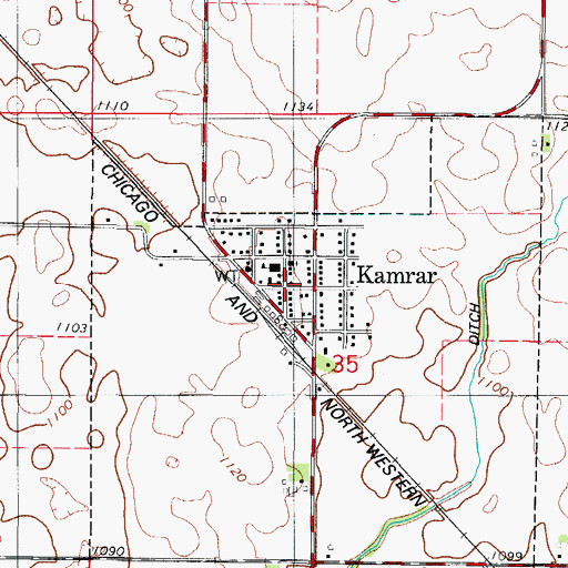 Topographic Map of Kamrar City Hall, IA