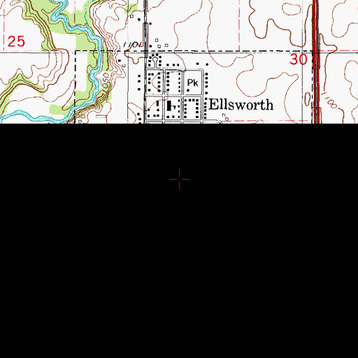 Topographic Map of Ellsworth, IA