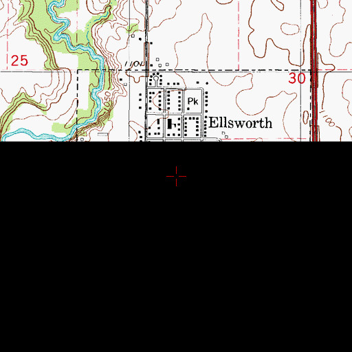 Topographic Map of Ellsworth Post Office, IA