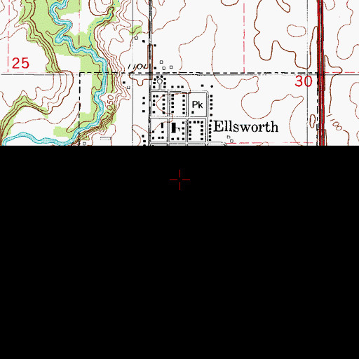 Topographic Map of Ellsworth Library, IA