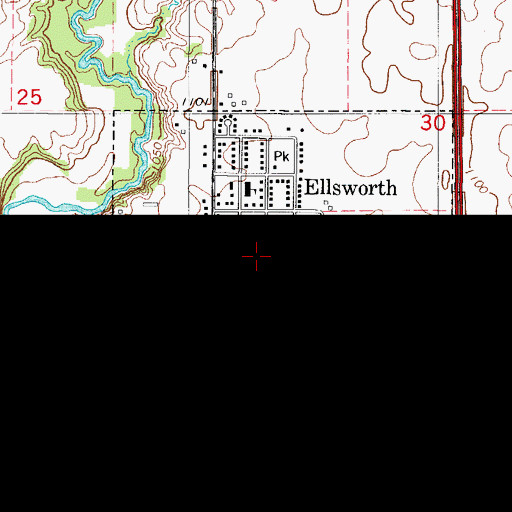 Topographic Map of Ellsworth City Hall, IA