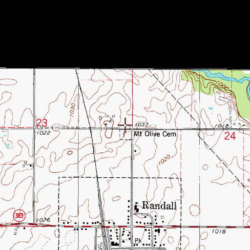 Topographic Map of Danish Cemetery, IA