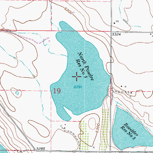 Topographic Map of North Poudre Reservoir Number 3, CO