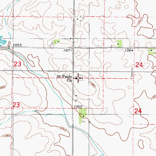 Topographic Map of Saint Paul's Church Cemetery, IA