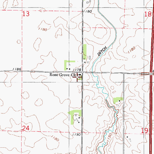 Topographic Map of Rose Grove Cemetery, IA