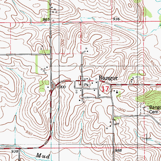 Topographic Map of Bangor Post Office (historical), IA