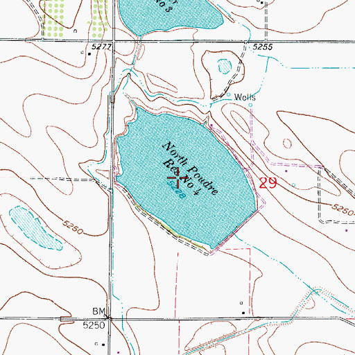 Topographic Map of North Poudre Reservoir Number 4, CO
