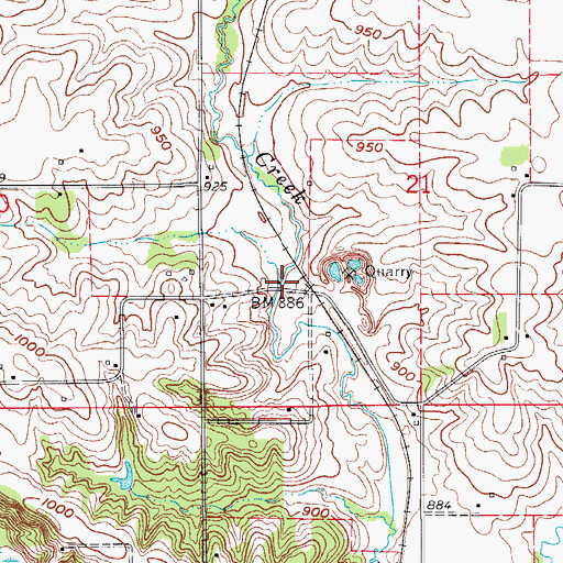 Topographic Map of Rockton (historical), IA