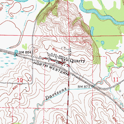 Topographic Map of Quarry, IA