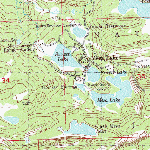 Topographic Map of Mesa Lake Number 2 Dam, CO