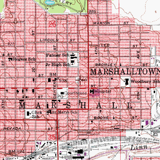 Topographic Map of Weatherbee School Museum, IA