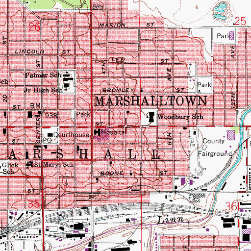 Topographic Map of Marshalltown Foot and Ankle Clinic, IA