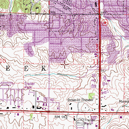 Topographic Map of Southridge Nursing and Rehab Center, IA