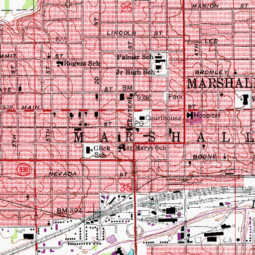 Topographic Map of First Presbyterian Church, IA