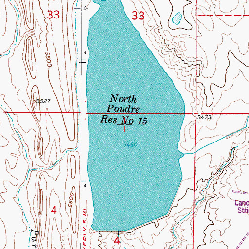Topographic Map of North Poudre Reservoir Number 15, CO