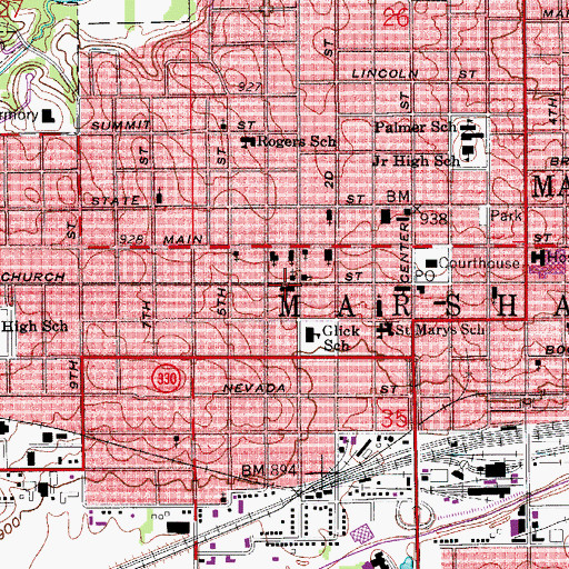 Topographic Map of Elm Lutheran Church, IA