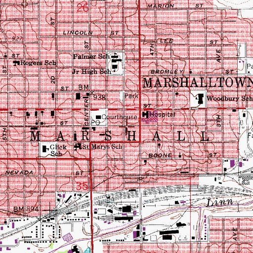 Topographic Map of Saint Paul's Episcopal Church, IA