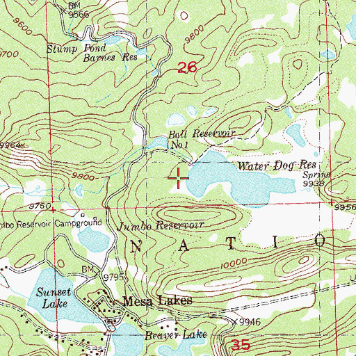 Topographic Map of Mesa Creek Reservoir Number 4, CO