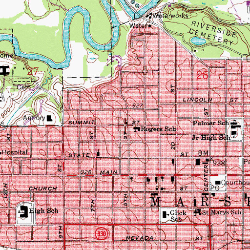 Topographic Map of Reorganized Church of Jesus Christ of Latter Day Saints, IA