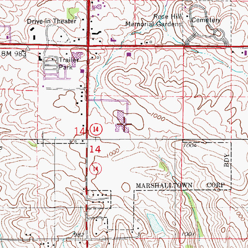Topographic Map of Buena Vista University - Marshalltown Campus, IA
