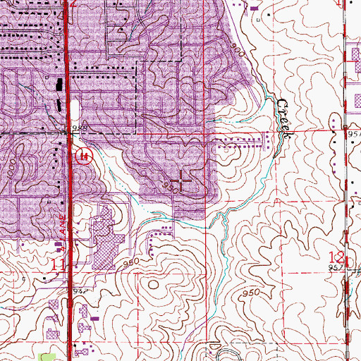 Topographic Map of Hoglan Elementary School, IA