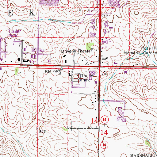 Topographic Map of Starlite Mobile Home Park, IA