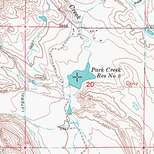Topographic Map of Park Creek Reservoir Number 2, CO