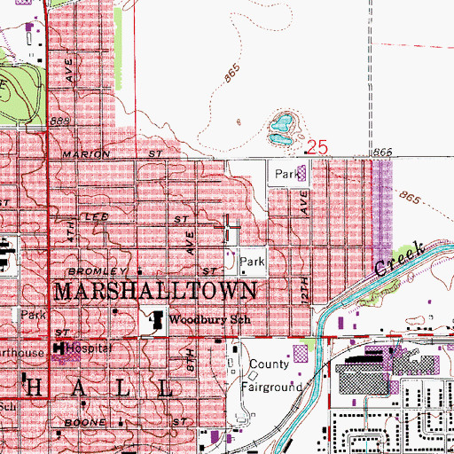 Topographic Map of Peterson Park, IA