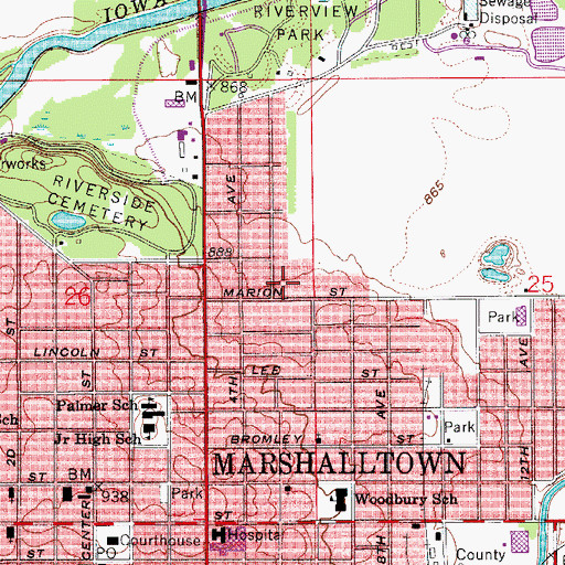 Topographic Map of B P W Park, IA