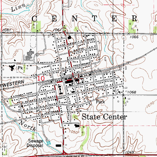 Topographic Map of State Center, IA