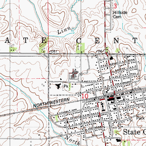 Topographic Map of West Marshall High School, IA