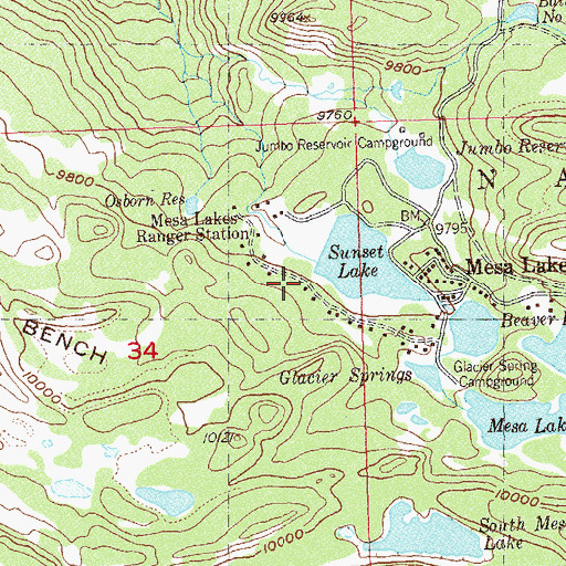 Topographic Map of Mesa Lake Number 1 Dam, CO