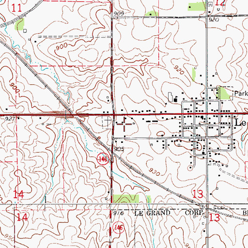 Topographic Map of Le Grand Fire and EMS, IA