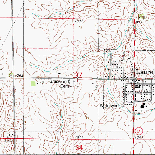 Topographic Map of Zion United Methodist Church, IA