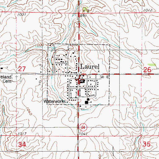 Topographic Map of Laurel Library, IA
