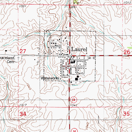 Topographic Map of Laurel United Methodist Church, IA