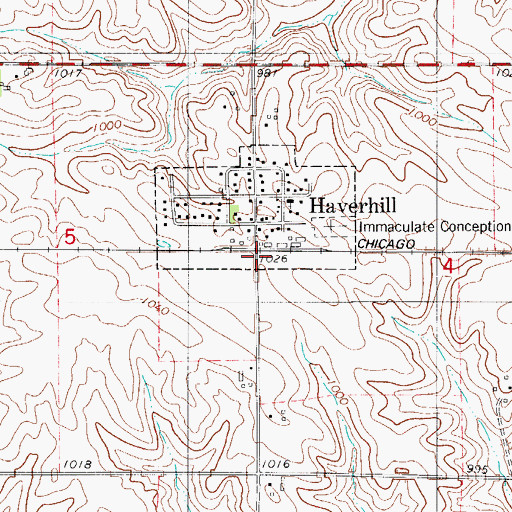 Topographic Map of Haverhill (historical), IA