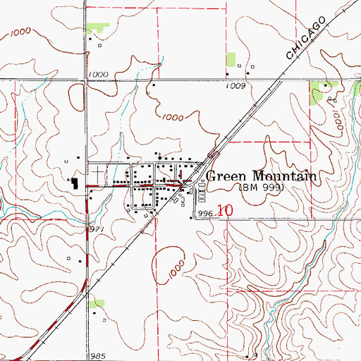 Topographic Map of Green Mountain (historical), IA