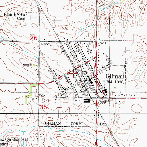 Topographic Map of Gilman (historical), IA