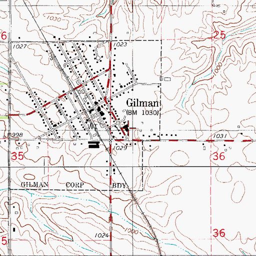 Topographic Map of East Marshall Middle School, IA