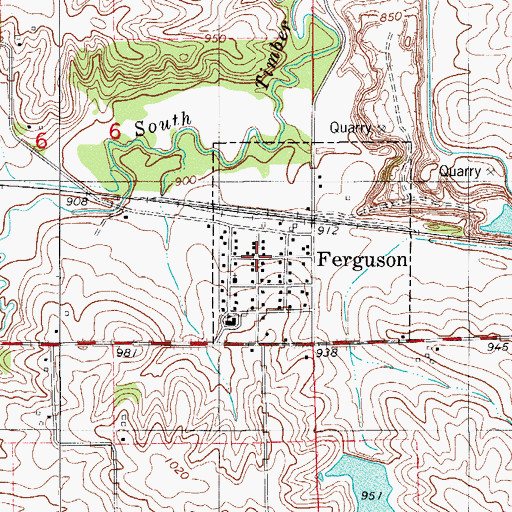 Topographic Map of Ferguson Post Office, IA