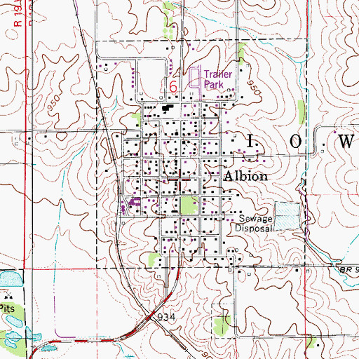 Topographic Map of Albion Fire Station, IA