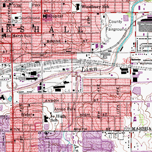Topographic Map of Linn Creek Greenbelt, IA