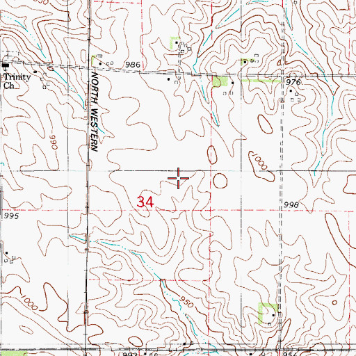 Topographic Map of Saint Joseph's German Lutheran Cemetery, IA