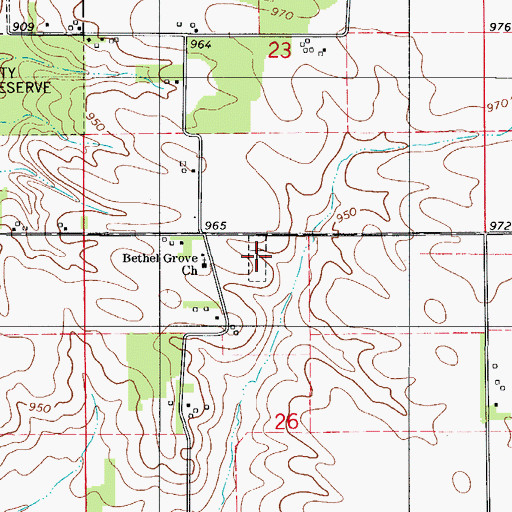 Topographic Map of Bethel Grove Cemetery, IA