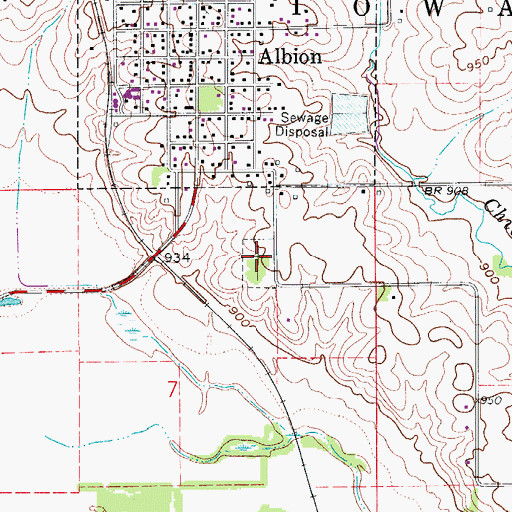 Topographic Map of Albion Cemetery, IA