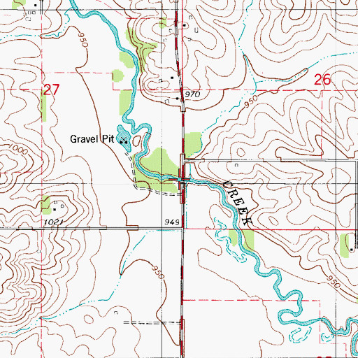 Topographic Map of Minerva Creek Bridge, IA