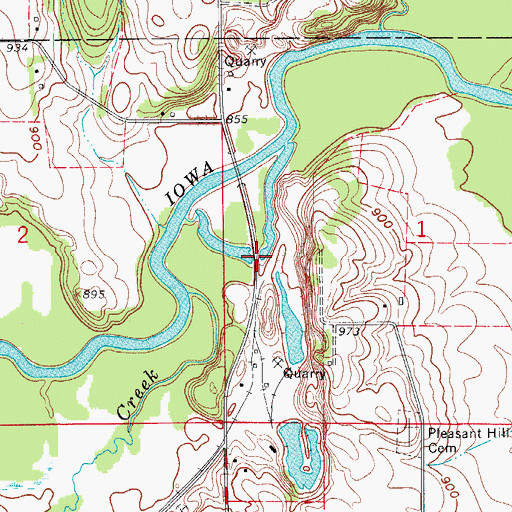 Topographic Map of Le Grand Bridge, IA