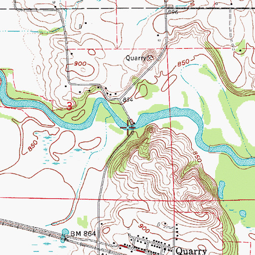Topographic Map of Quarry Bridge, IA