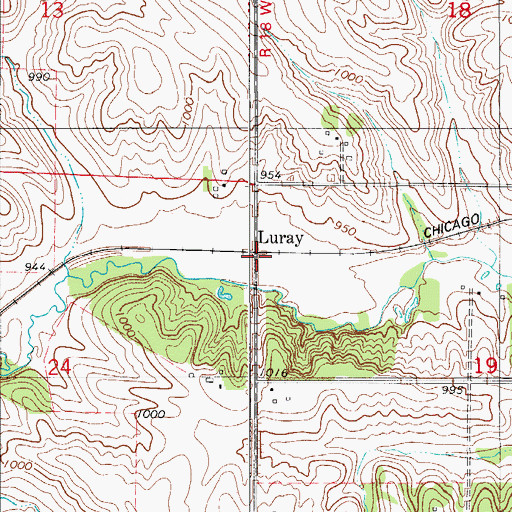 Topographic Map of Luray Post Office (historical), IA